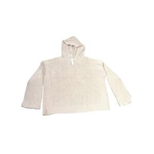 ABOUND Oatmeal Ribbed Knit Hoodie Sweater Women’s L Cozy Neutral Pullover